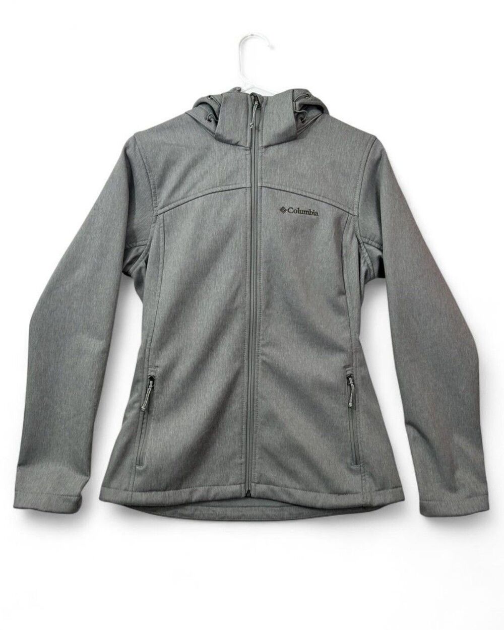 Columbia Women's Softshell Jacket Hooded Gray Heather Size Small Water Resistant